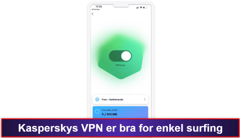 8. Kaspersky Antivirus & VPN — VPN, passordadministrator og skanning av datainnbrudd