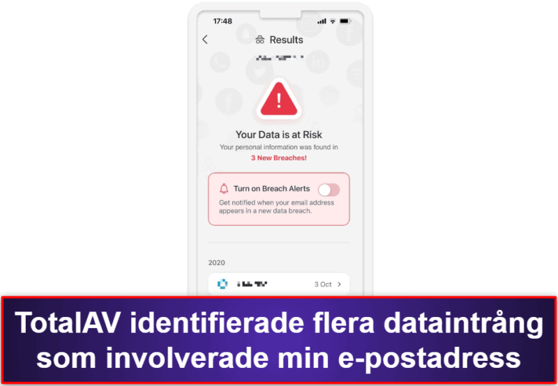 2.🥈 TotalAV Mobile Security — Användarvänlig iOSapp med intrångsskanner