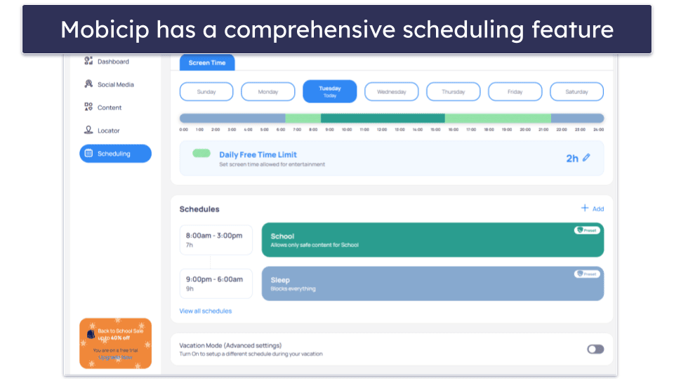 4. Mobicip — Best For Advanced Scheduling and Time Management