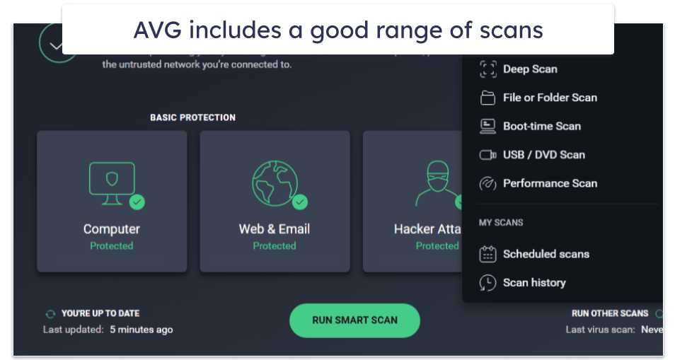 9. AVG AntiVirus Free — Solid Malware Scanner With File Protections
