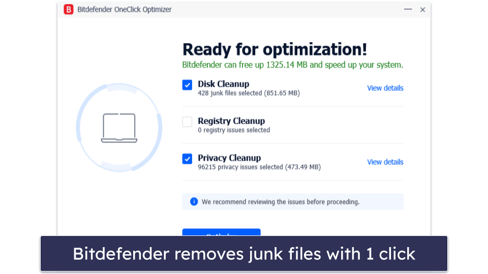 4. Bitdefender — Simple One-Click PC Cleanup Tool