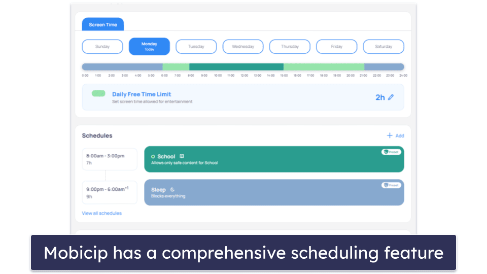 5. Mobicip — Detailed Scheduling Feature for iOS