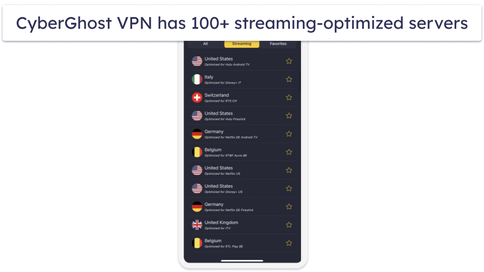 🥈 2. CyberGhost VPN — Very Good iOS VPN for Streaming