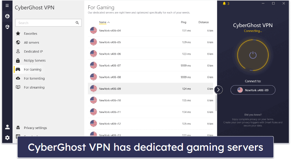 🥉3. CyberGhost VPN — High Performance With Large Server Network (Recommended for Gaming)
