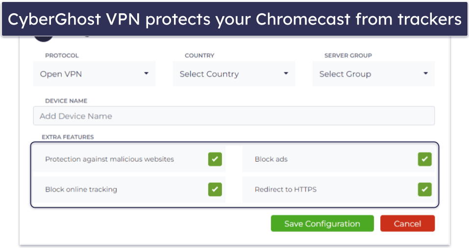 🥉3. CyberGhost VPN — User-Friendly Setup for Chromecast