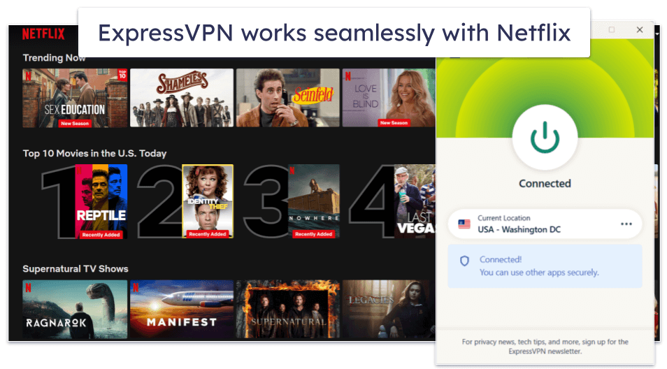 🥇1. ExpressVPN — Best VPN for Netflix in 2024
