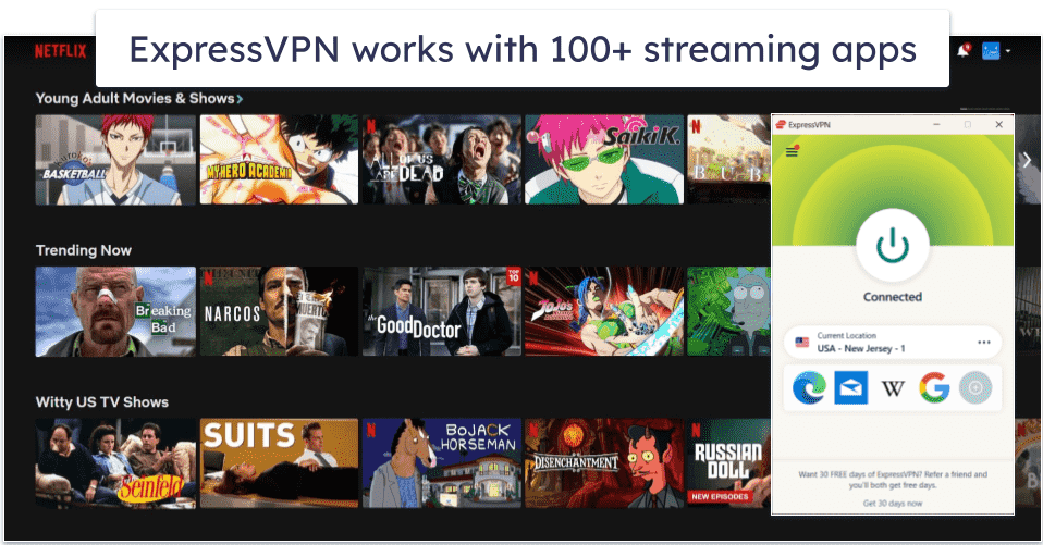 🥇1. ExpressVPN — Best VPN for Streaming Movies &amp; TV Shows in 2024