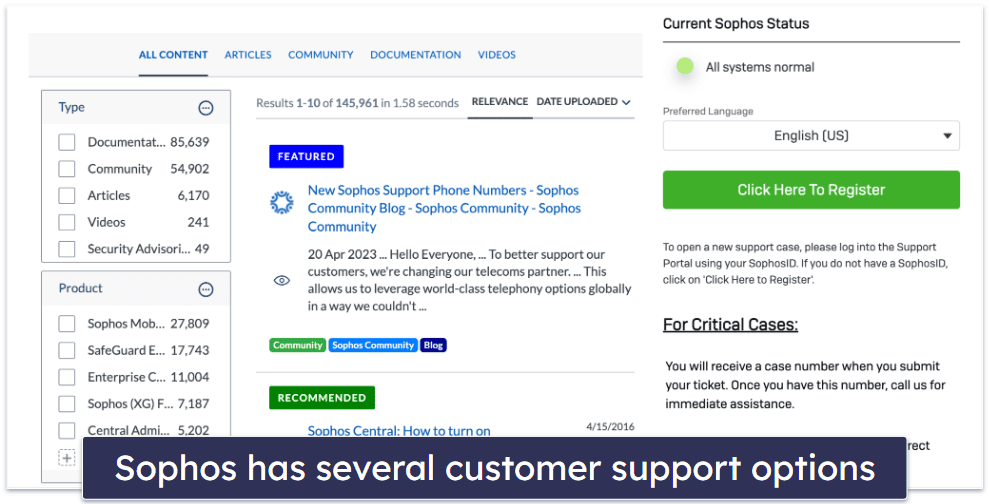 Sophos Customer Support