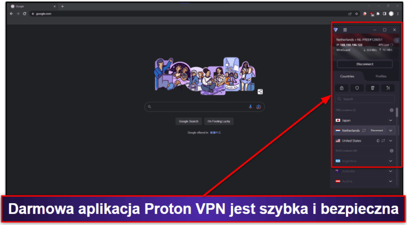 4. Proton VPN: Szybki i bezpieczny darmowy VPN do Chrome z nieograniczoną ilością danych