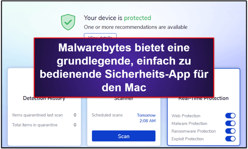 10. Malwarebytes — Minimalistisches Antivirenprogramm für den Mac