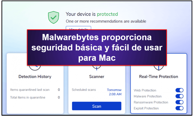 10. Malwarebytes: antivirus minimalista para usuarios de Mac