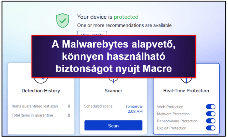 10. Malwarebytes — Minimalista vírusirtó Mac felhasználóknak