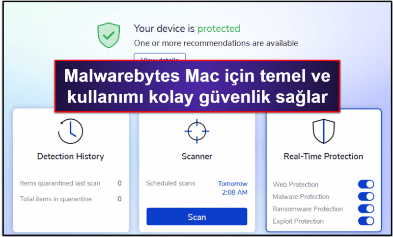 10. Malwarebytes — Mac Kullanıcıları için Sade Antivirüs