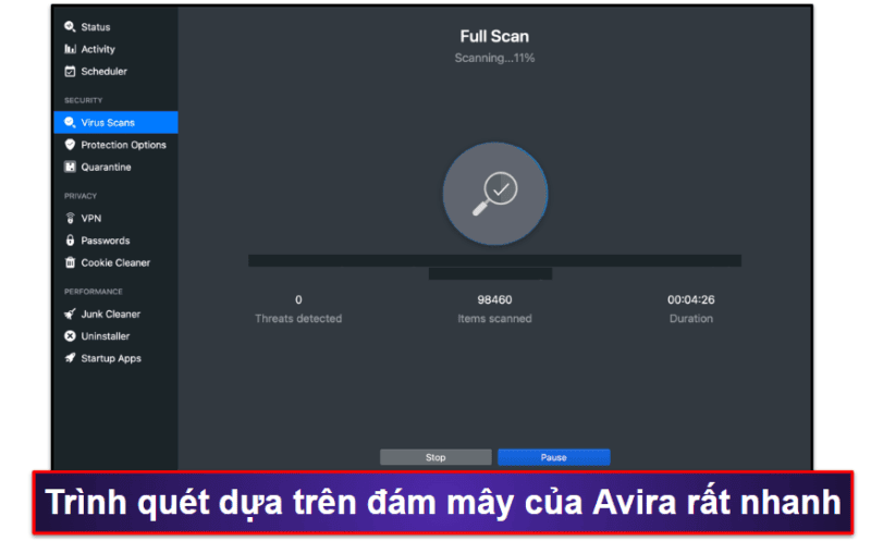 7. Avira Prime – Tốt nhất về quét nhanh &amp; cập nhật phần mềm tự động