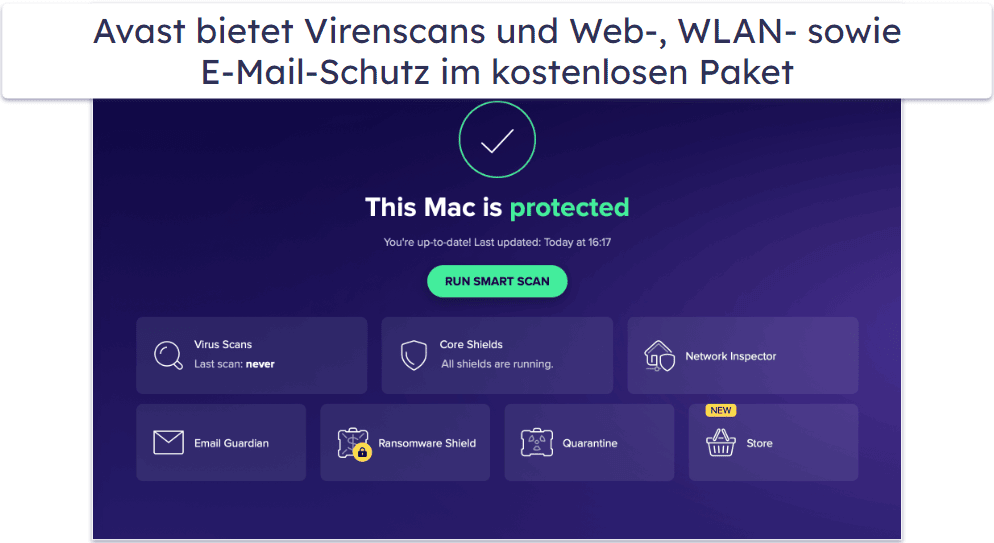 6. Avast Free Antivirus für Mac — Grundlegender Echtzeit-, Web- und E-Mail-Schutz