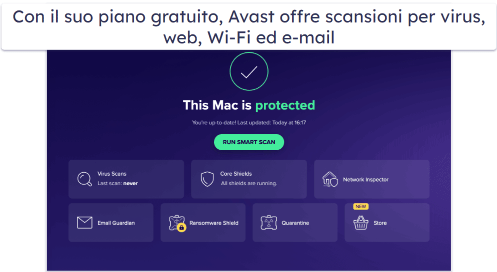 6. Avast Free Antivirus per Mac — Protezione di base in tempo reale, sul web e via e-mail