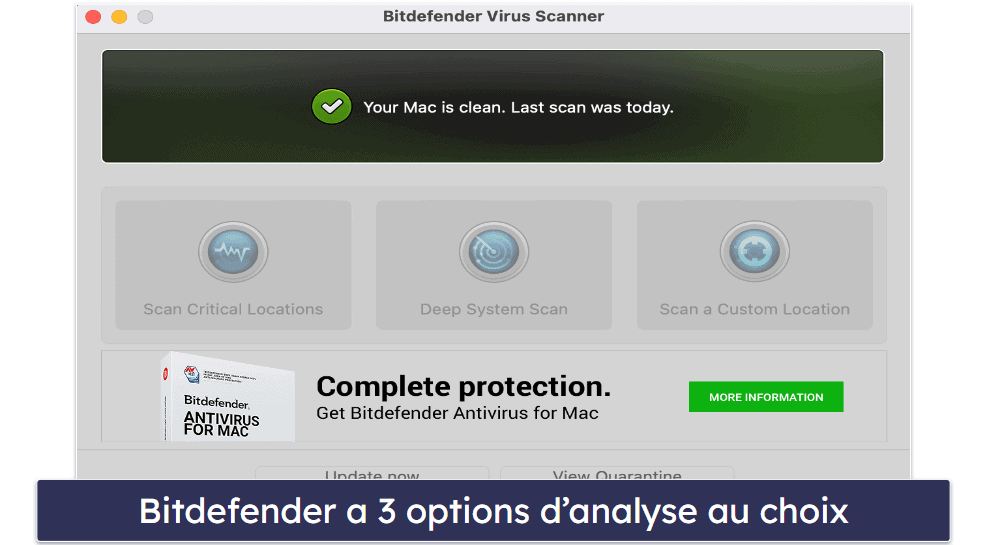 3.🥉 Bitdefender Virus Scanner for Mac : excellent scan de malware basé sur cloud