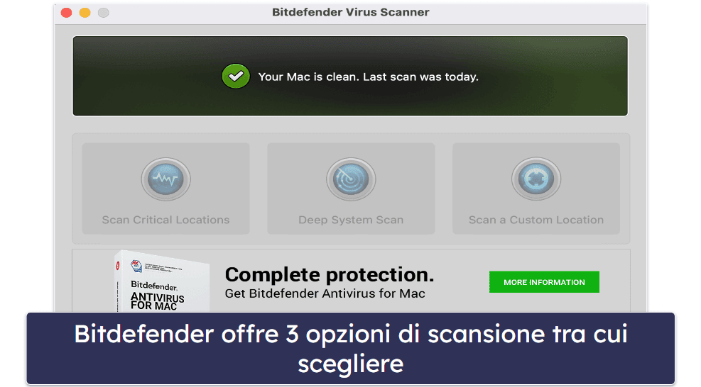 3.🥉 Bitdefender Virus Scanner for Mac — Ottima scansione di malware basata su cloud