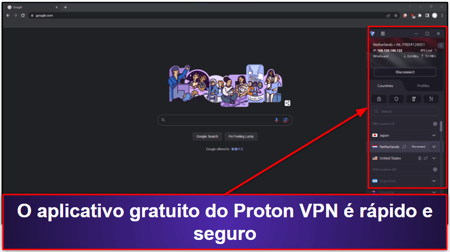 4. Proton VPN — Aplicativo VPN gratuito rápido e seguro com dados ilimitados