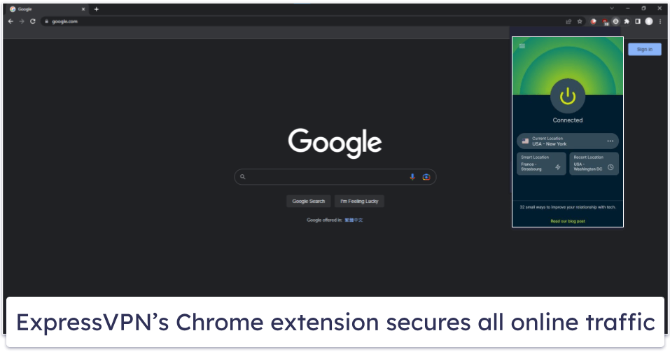 🥇1. ExpressVPN — Best Overall VPN for Google Chrome in 2024