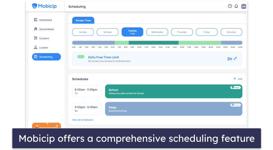 5. Mobicip — Best for Detailed Time Scheduling