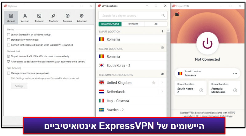 🥇1. ExpressVPN — ה-VPN הטוב ביותר לשנת2024 אבטחה, מהירויות וביצועים מובילים