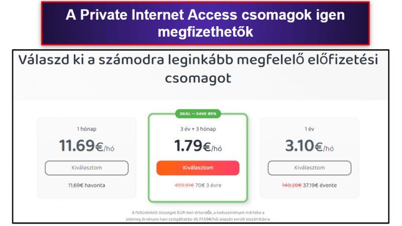 🥈2. Private Internet Access (PIA) — Rugalmas, gyors és nagyon sokoldalú Remek a streameléshez és a torrentezéshez