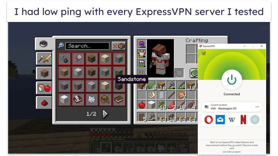 🥇1. ExpressVPN — Best VPN for Minecraft in 2024