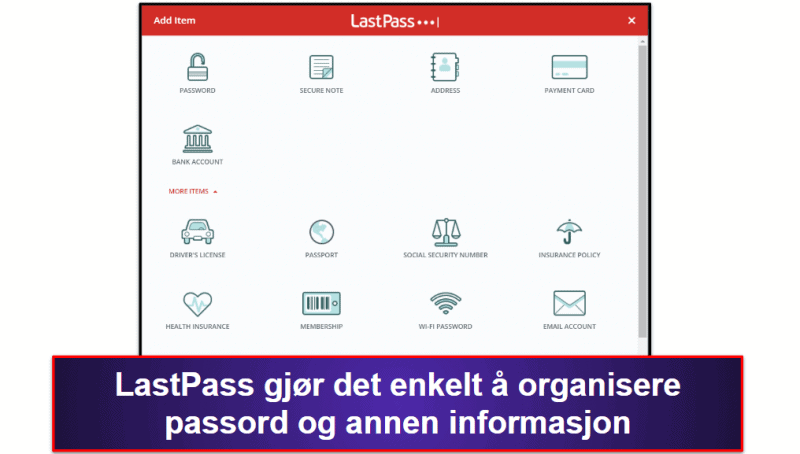 7. LastPass — Ubegrenset antall passord på PC eller mobil