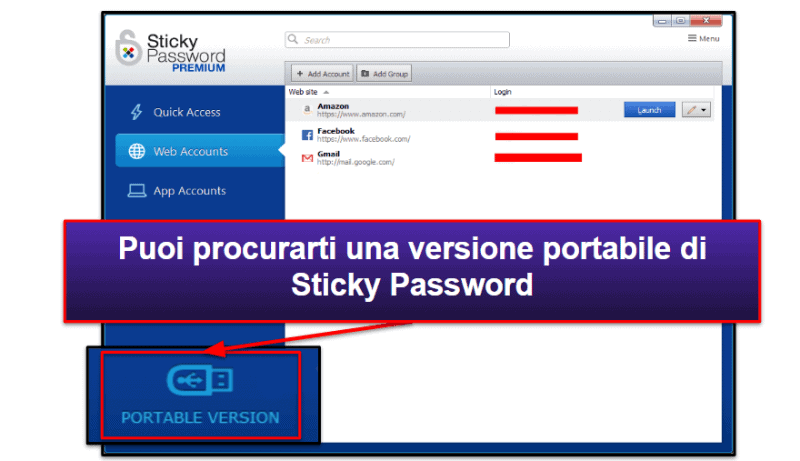 9. Sticky Password — Elevata compatibilità ai browser + versione USB portabile