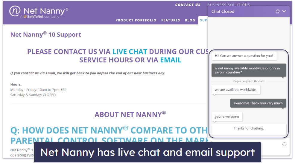 Net Nanny Customer Support