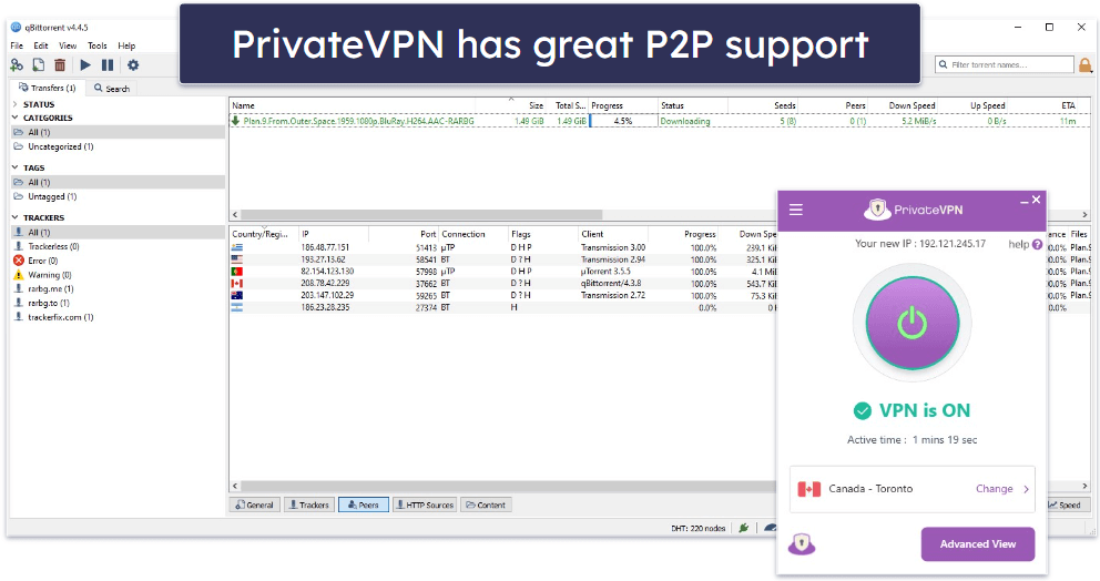 PrivateVPN Torrenting Support