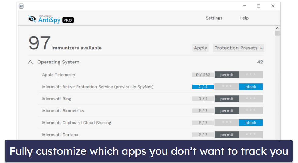 Ashampoo AntiSpy Pro Security Features — Customizable Anti-Tracker (Stops Telemetry Data Collection)