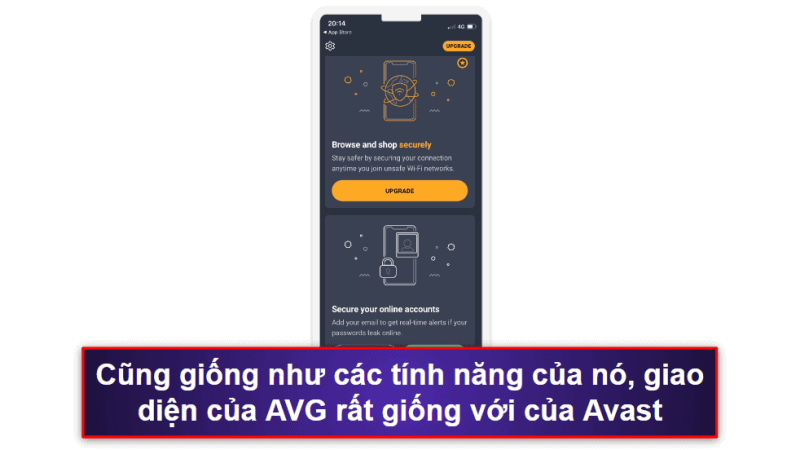 9. AVG Mobile Security for iPhone & iPad – App đơn giản với cảnh báo vi phạm dữ liệu & bảo vệ Wi-Fi