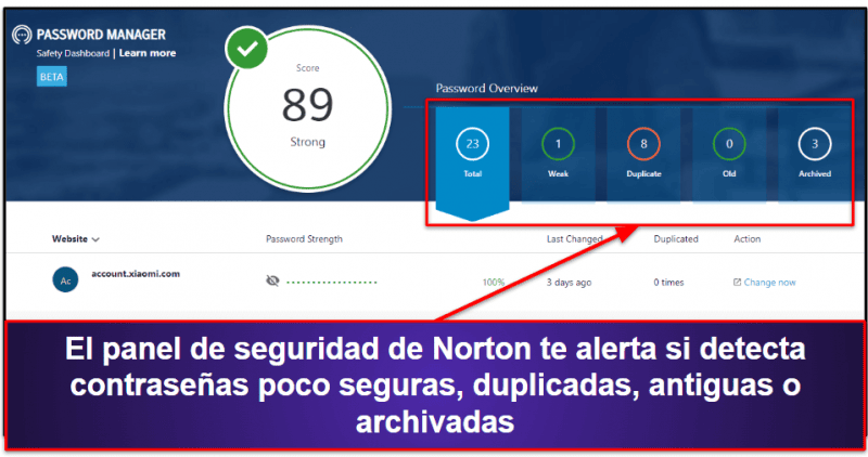 6. Norton Password Manager: Es un buen gestor de contraseñas con planes antivirus excelentes