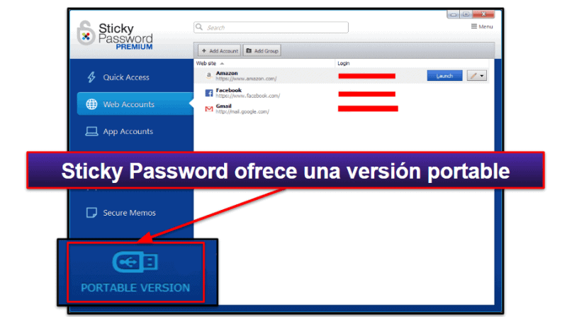 9. Sticky Password: Ofrece una amplia compatibilidad con los navegadores y una versión USB portable