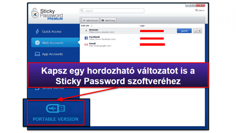 9. Sticky Password — Jó kompatibilitás a böngészőkkel + hordozható USB változat