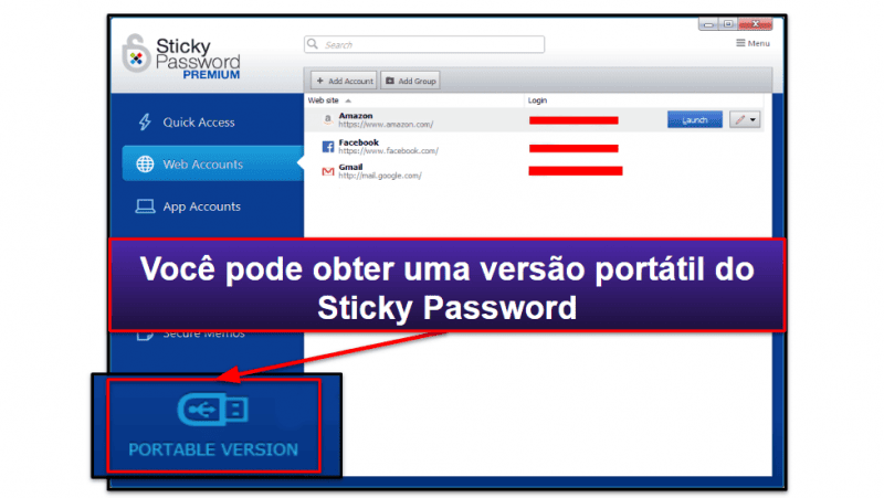 9. Sticky Password — Alta compatibilidade de navegador + versão USB portátil