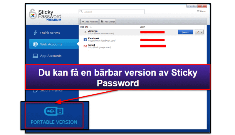 9. Sticky Password — Hög webbläsarkompatibilitet + bärbar USB-version