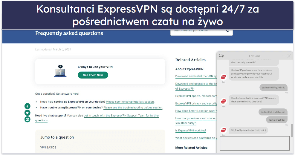 Obsługa klienta Express VPN – opinie