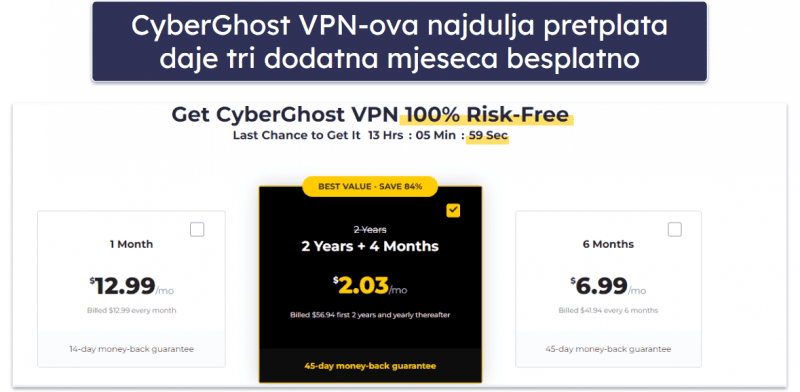 🥉3. CyberGhost VPN — Visoke performanse na velikom mrežom poslužitelja (preporučeno za gejming)