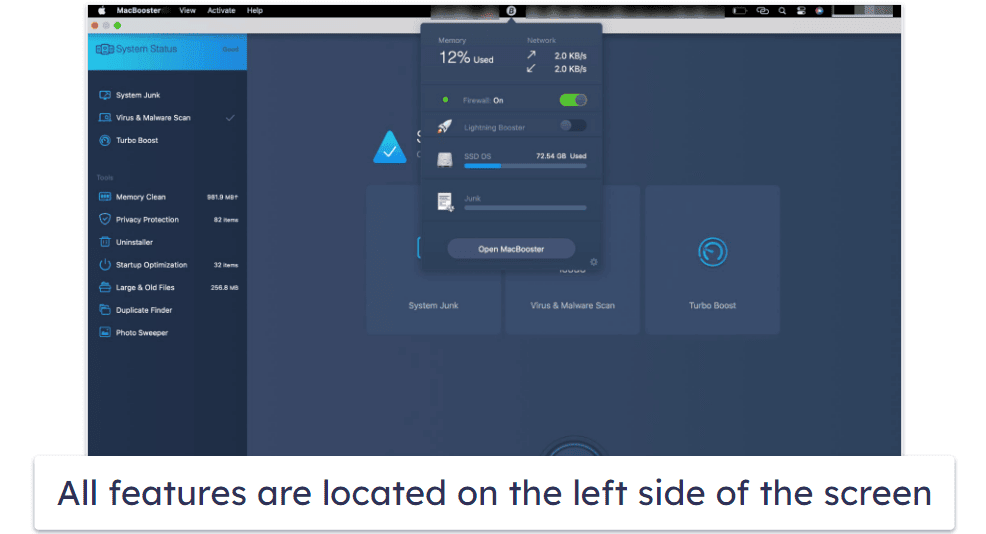 MacBooster Ease of Use & Setup — Visually Appealing User Interface + Useful Toolbar Widget
