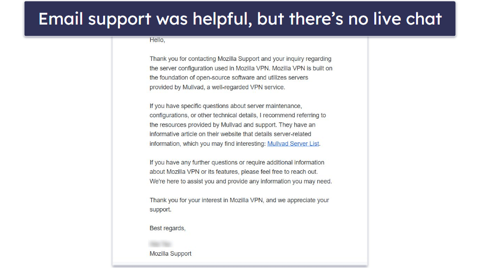 Mozilla VPN Customer Support