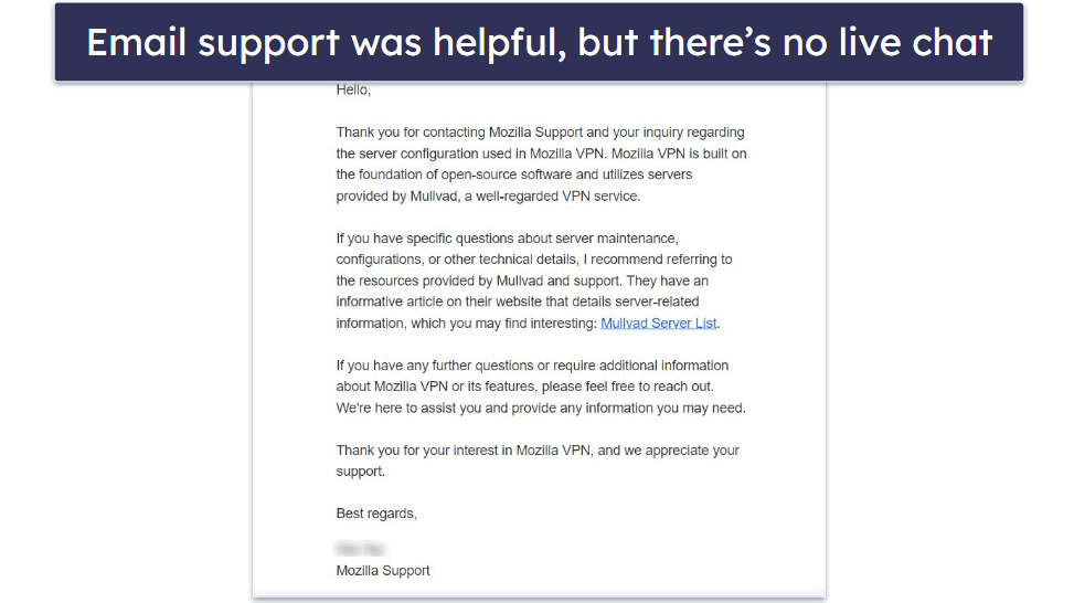 Mozilla VPN Customer Support — Good Guides &amp; Email Support (But Lacks Live Chat)