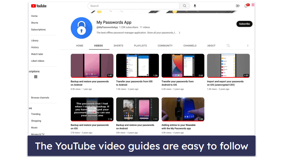 My Passwords Customer Support — Great YouTube Videos &amp; Decent Email Support