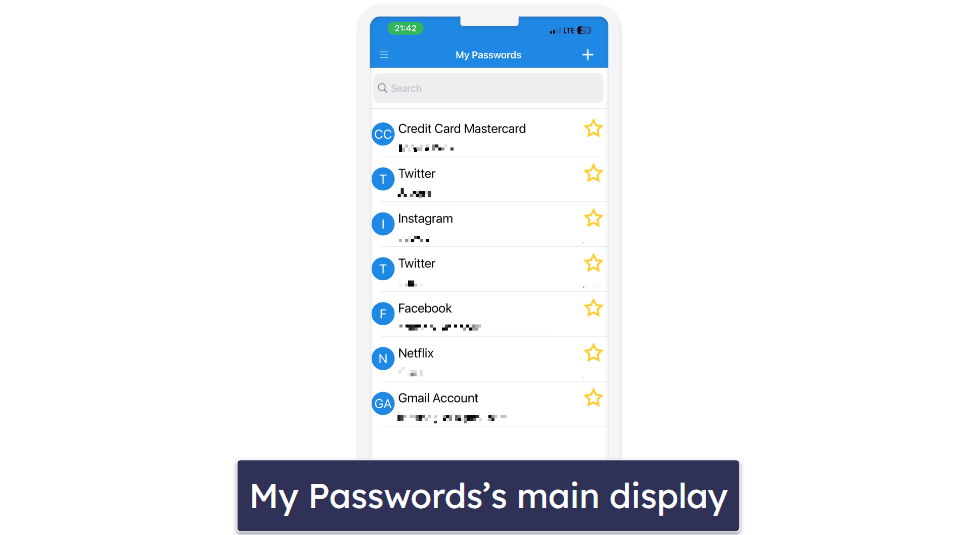 My Passwords Security Features
