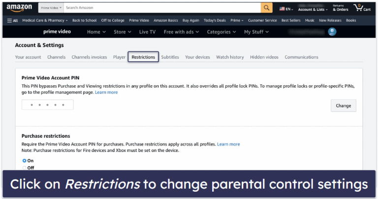 Amazon Prime Parental Controls photo