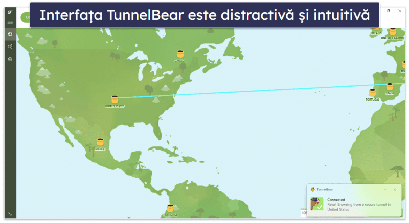8. TunnelBear — VPN bun pentru începători