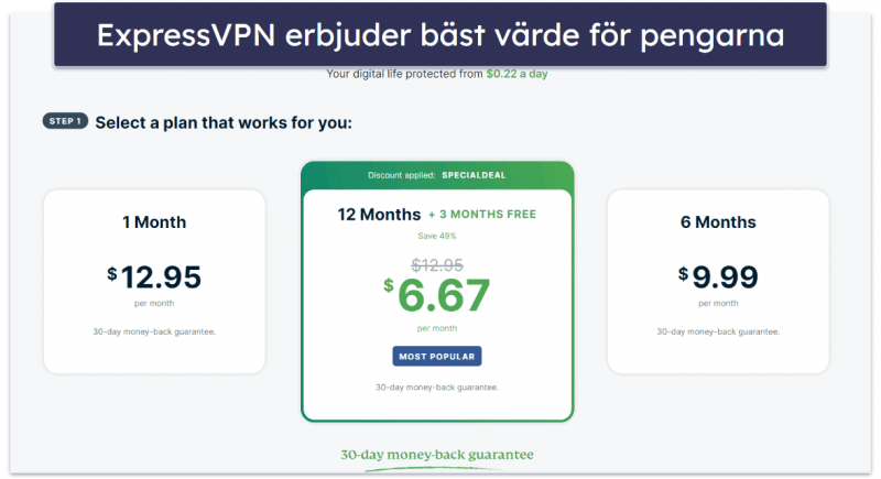 🥇1. ExpressVPN – Bäst VPN för 2024 Bra säkerhet, hastigheter och prestanda
