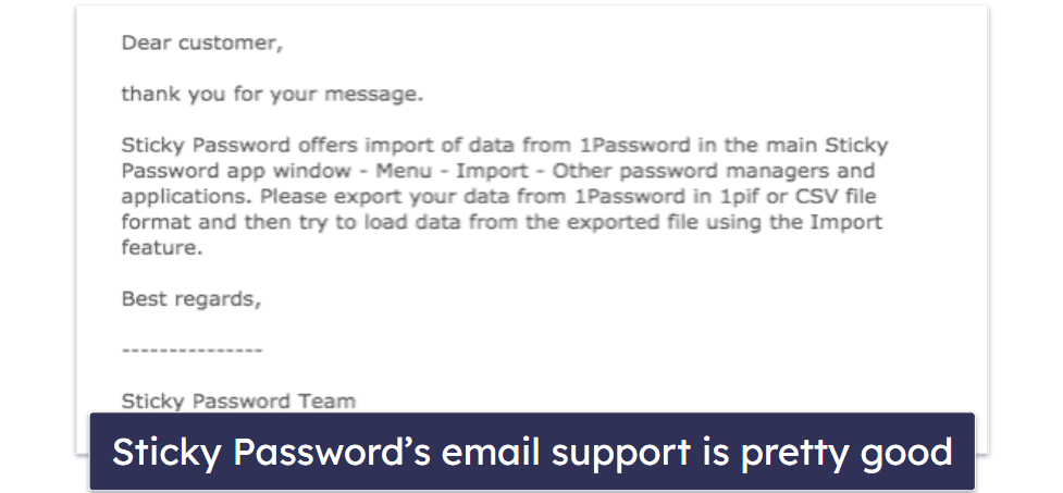 Sticky Password Customer Support